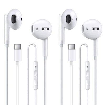 2 Pack of USB C Headphones for iPhone 17/17Pro/17Pro Max/16/16 White 2Pack 