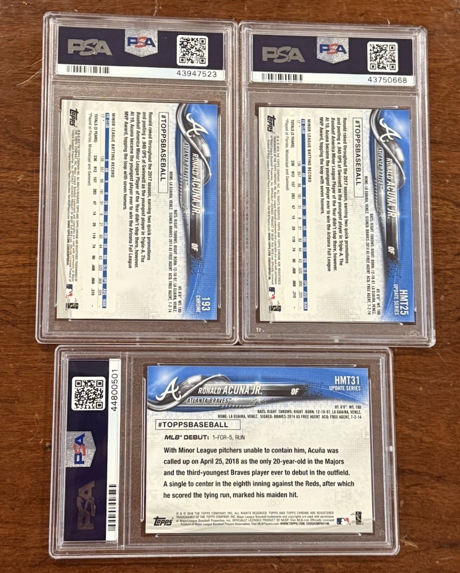 2018 Topps Chrome Ronald Acuna Jr RC Rookie #193 PSA 10 True/Update/Debut view 2