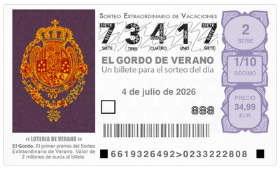   Spanish El Gordo Summer Lottery - Original 1/10 Lots Direct From Spain