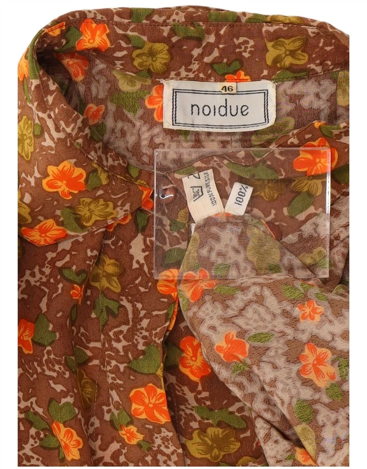 VINTAGE Womens Oversized Shirt Blouse IT 46 Large Brown Floral Silk NH05 - Image 3 of 3