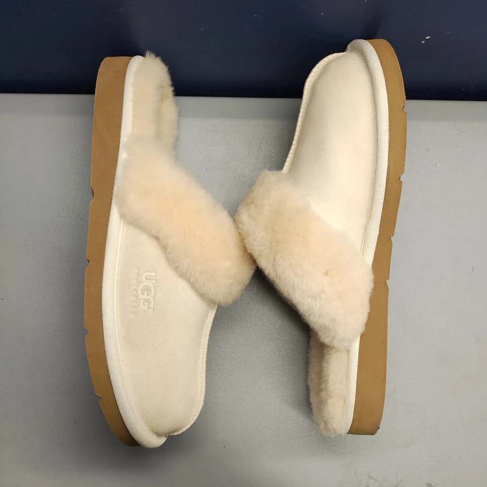 Zapatillas UGG Disquette Plataforma Mula Mujer EE. UU. 11 Blanco Piel de Oveja Sin Cordones 5614 Foto 2 de 4