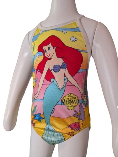 Vtg Little Mermaid Swimsuit Sz 5/6 Disney Ariel Girls 90s 1 Piece Candlesticks - Picture 2 of 9