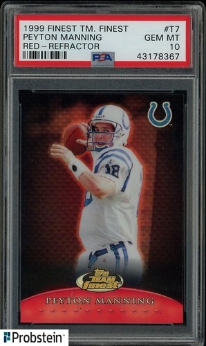 1999 Topps Finest Team Finest Red Refractor #T7 Peyton Manning HOF 23/50 PSA 10