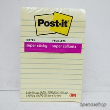Post-It Super Sticky Notes 4"x6" 5 Pads Yellow 450-Sheet