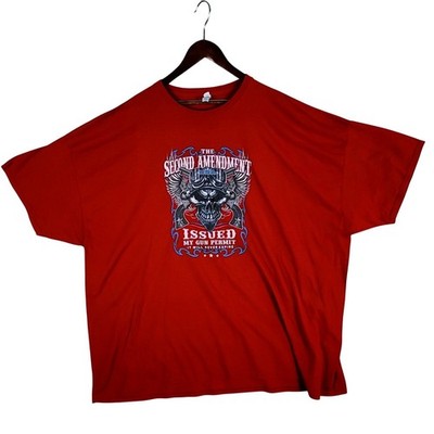 2nd Amendment T-Shirt Men's 5XL Red Gun Skull Constitution US Flag Crest USA
