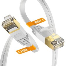 Cat7 6FT Ethernet Cable Flat-White-10Gbps Ultra Slim High Speed 6ft, White