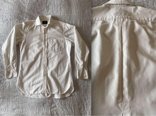 Drake's Inverted Pleat Oxford Shirt 16/41 White UK Made Button Down Spread L - Picture 2 of 17