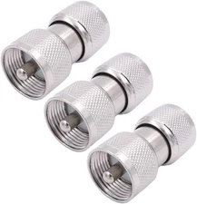 Fancasee SO239 Barrel Connector, PL259 Coupler, 3-Pack UHF Male to Silver 