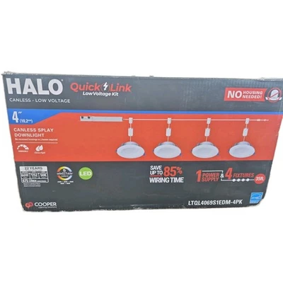 4PK Halo QuickLink 4 in. Selectable CCT Direct Mount Canless LED Recessed Light - Image 1 of 4