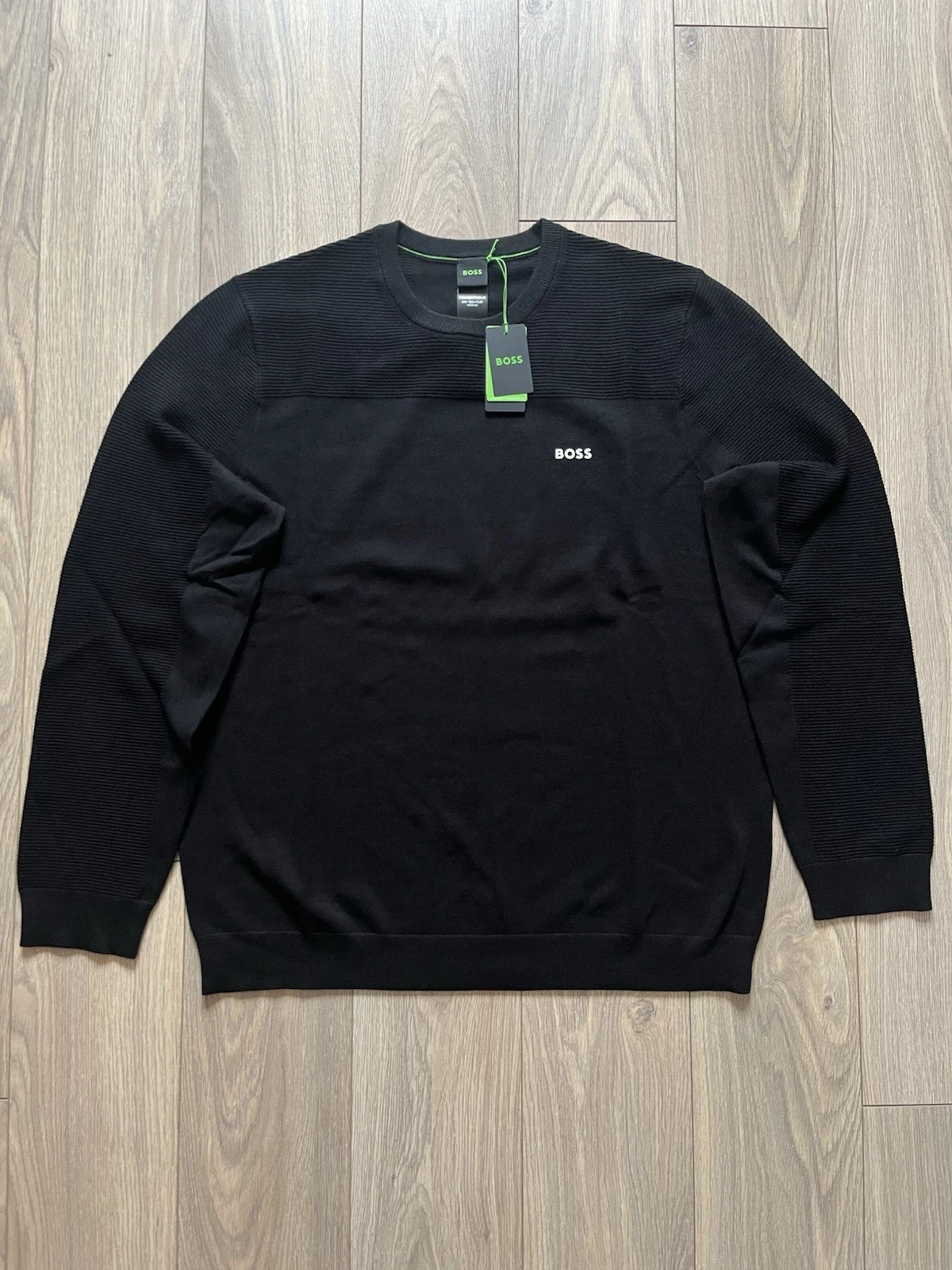 Hugo Boss Momentum-X Merino Wool Jumper - Mens UK XL - Black £139 RRP BNWT