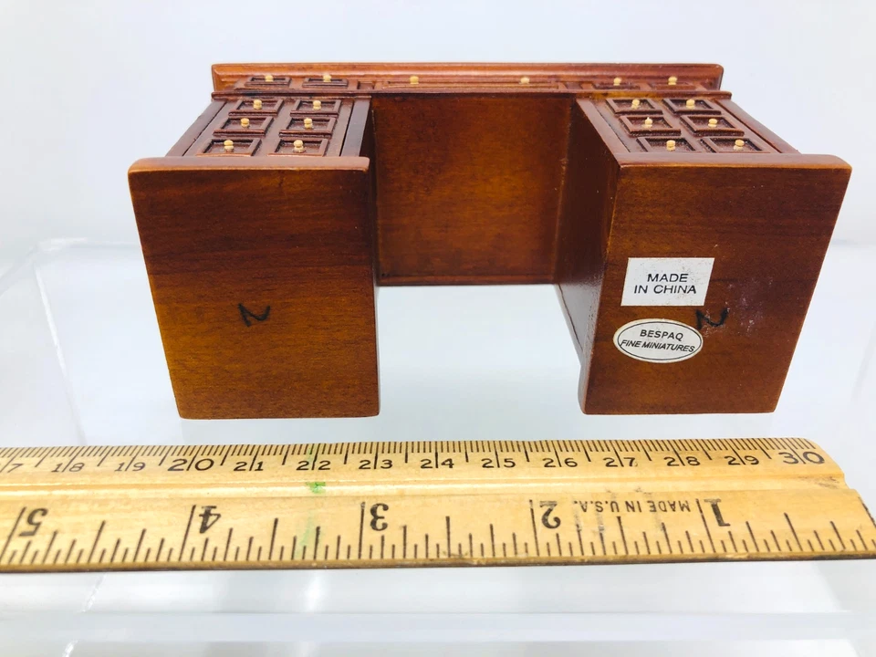 娃娃屋BESPAQ木质合作伙伴桌面4.5 x 2.5英寸微型1:12复古~1侧开口 — 第 3/4 张图片