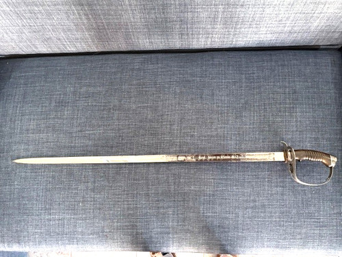 Pre- WWI Imperial Prussian M1889 etched blued signed cavalry Officer's Sword