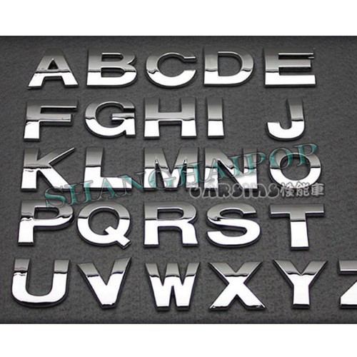 Alphabet Letter Car Sticker Vehicle Auto Motorcycle Badge Plate Emblem 3D Chrome
