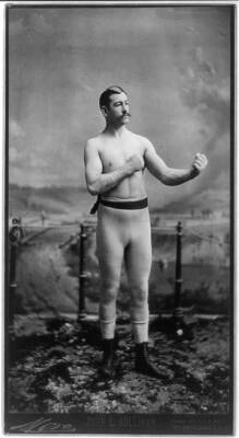 Photo:John L. Sullivan, full-length portrait, boxing pose 1882