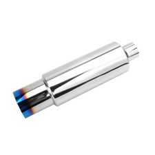 2.5 Inlet 4 Outlet Burnt Exhaust Tip Muffler Stainless Steel Universal 18.6 L