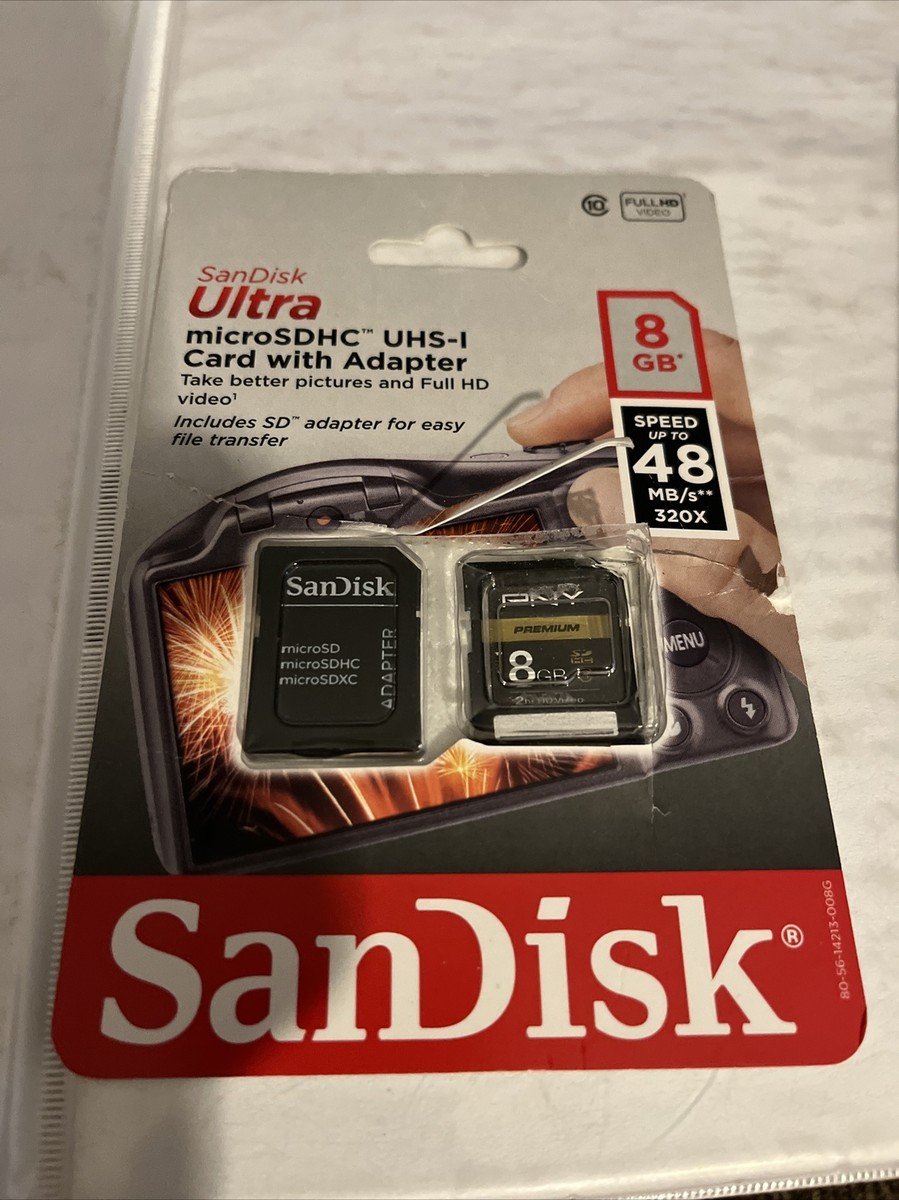 NEW* SanDisk ultra microSDHC UHS-1 card with adpater 8gb