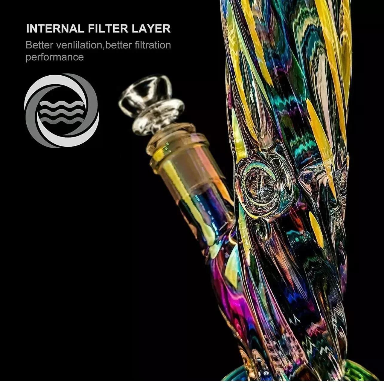 12"  THICK Iridescent Beaker BONG Glass Water Pipe HEAVY Helix Girly - Picture 4 of 5