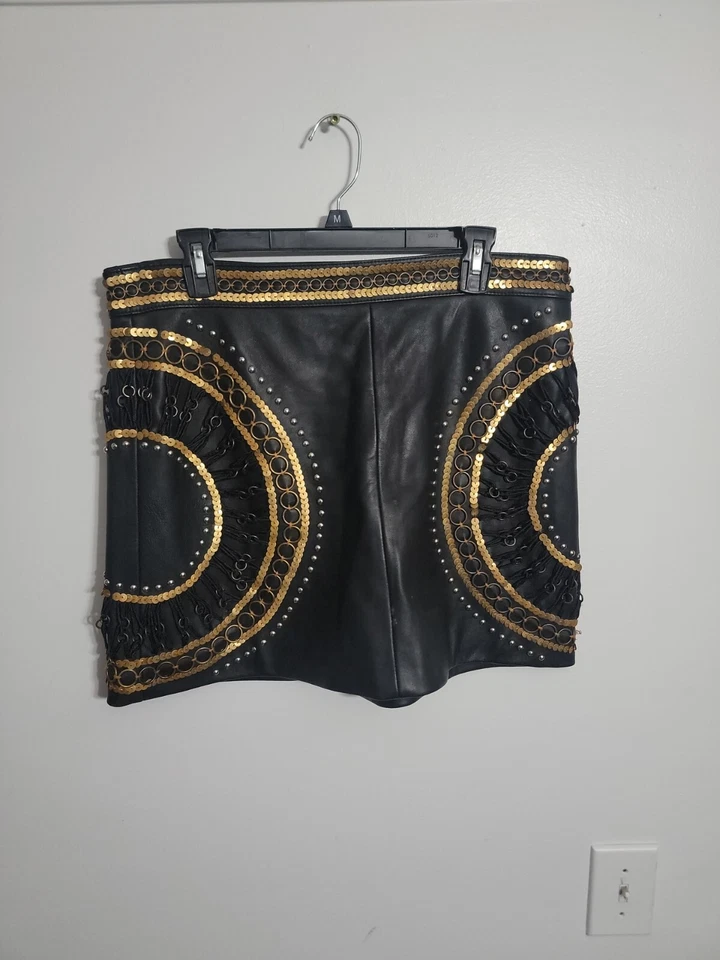 Minifalda Nasty Gal Negra Cuero Genuino Plateada Tachonada Punk Bloggers Festival Foto 2 de 4