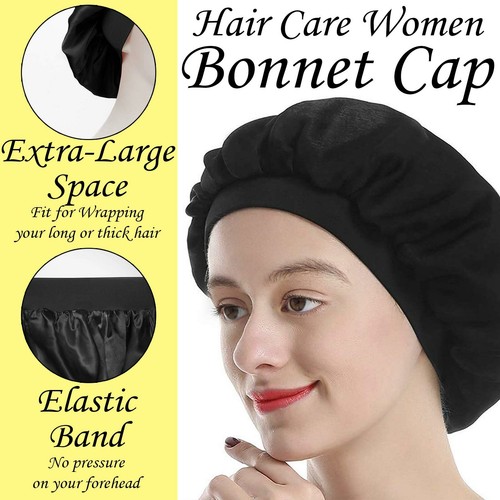 Women Soft Pure Satin Silk Sleeping Cap 