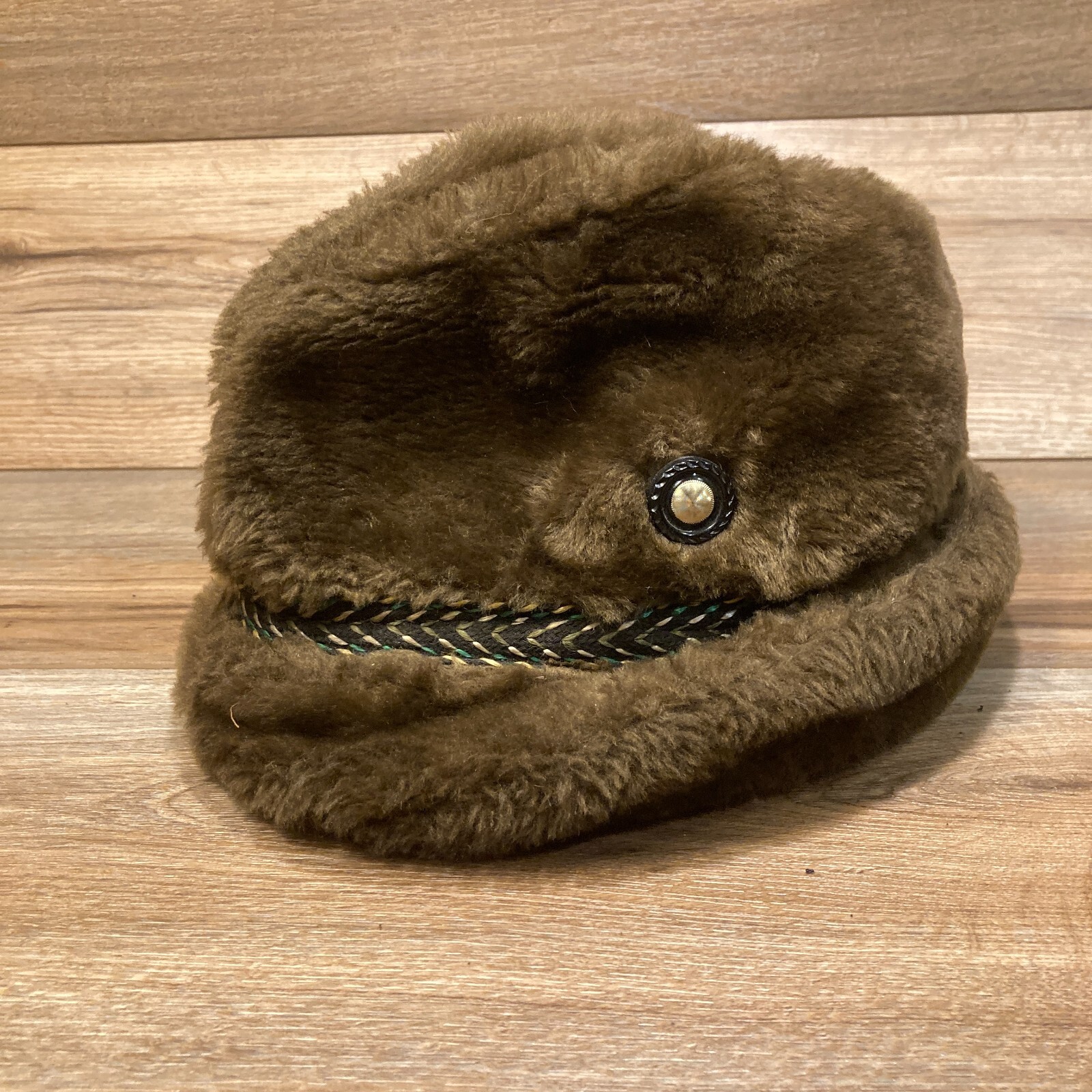 Alpine Bavarian Trilby Fedora Winter Hat Men's Size M Union Made Brown Green