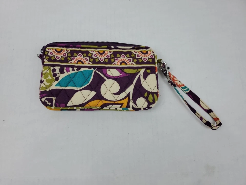 Cartera Vera Bradley Púrpura Paisley Floral Acolchada 7.5" x 4.5" Foto 4 de 4
