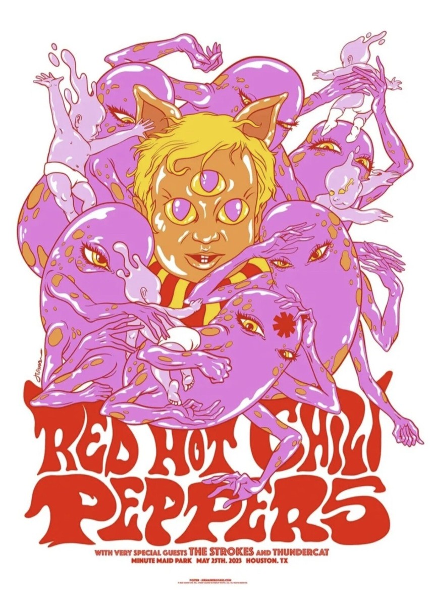 Red Hot Chili Peppers Poster Houston TX LE #/600 2023 18x24 (Ships