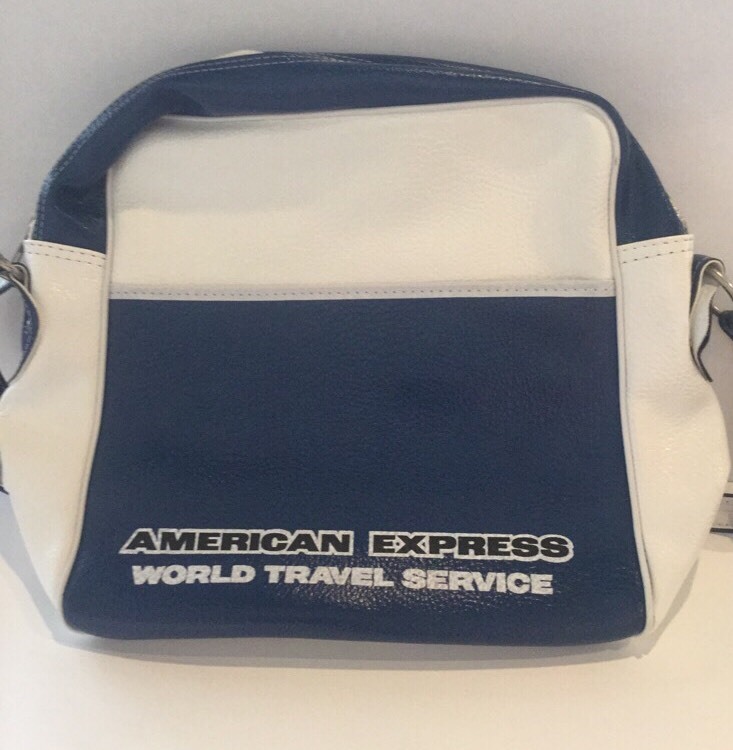 Vintage American Express Zipper Luggage 16x12x5 Carry On Tote Bag