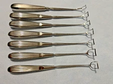 Set Of 7 SSI Ultra & Miltex ENT Curved Adenoid Curettes 8-1/2" Length