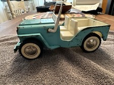 Vintage 1960's Turquoise  White Tonka Jeep Dispatcher Pressed Steel made in USA