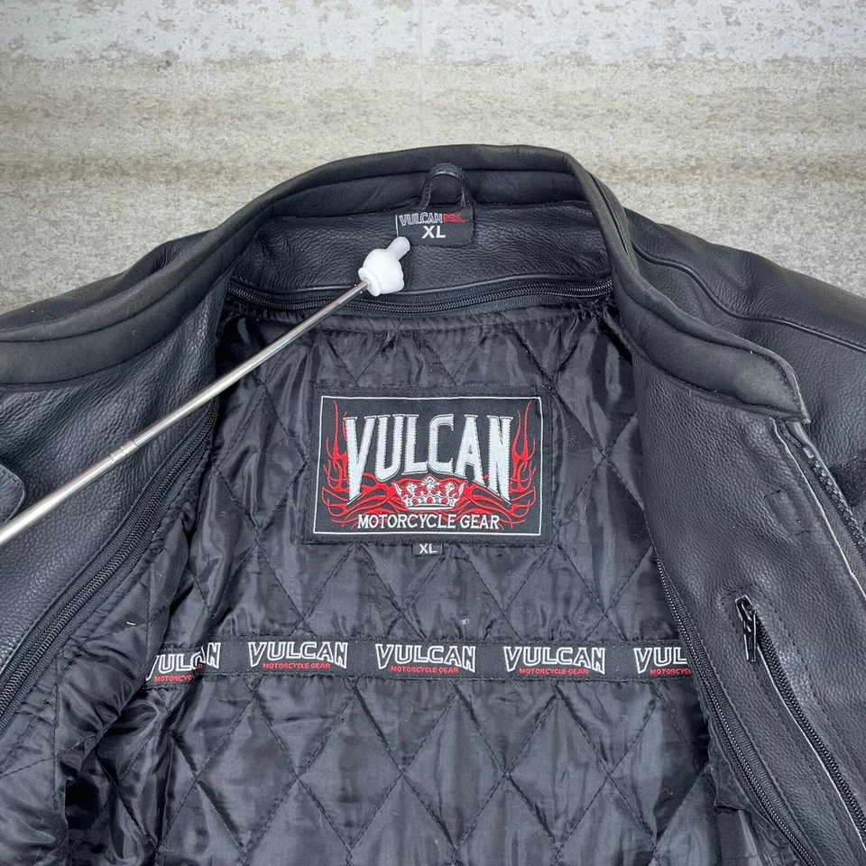 Chaqueta De Colección Vulcan Cuero Genuino Para Hombres XL Jet Negro Motociclista Estilo Detroit Años 90 Foto 4 de 4