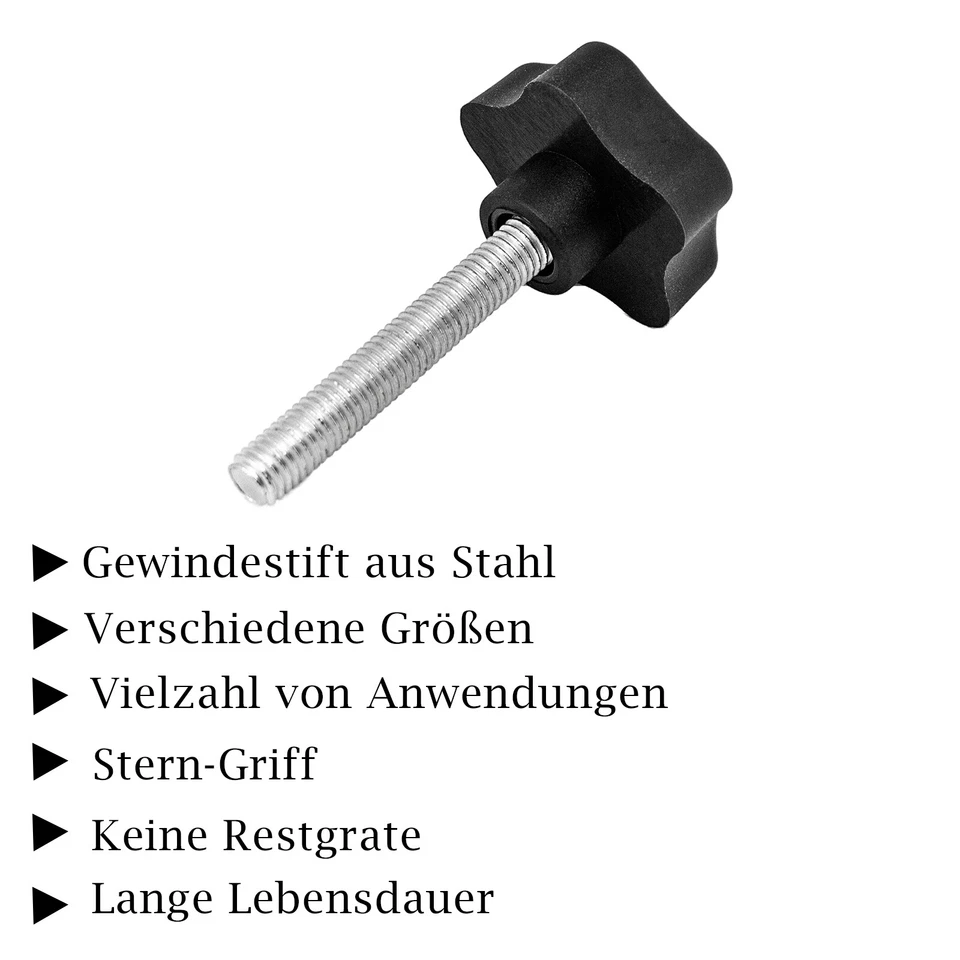 Feststellschraube M6 M8 M10 Gewinde Schraube Sterngriffschraube 2 STÜCK - Bild 3 von 4