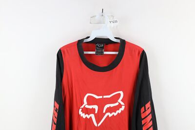 Vintage Fox Racing Mens XL Faded Spell Out Color Block Long Sleeve
