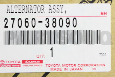 2706038090 Genuine Toyota ALTERNATOR ASSY 27060-38090 | eBay