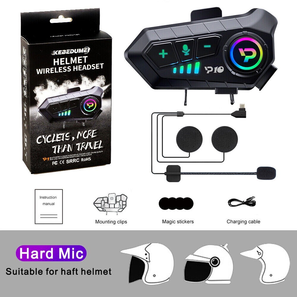 Casque moto sans fil Bluetooth étanche IPX6 pack duo noir mat