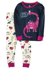 Infant  Toddler Girls Blue Cotton Dinosaur Pajamas Baby Sleep Set