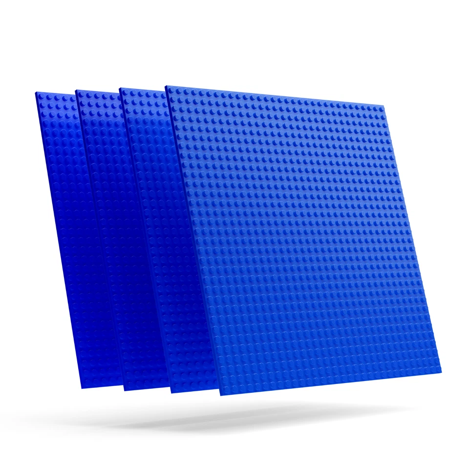 Minizfigs Classic 10" x 10" 2-Sided Toy Building Brick Plate - 4 PCS (Blue) - Image 2 of 4