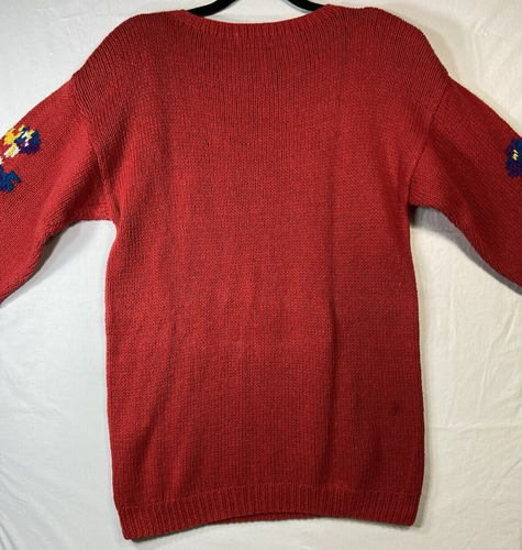 Vintage Jennifer Reed Skirt & Sweater Set Sz M Hand Knit Huge Flower Knits 80s - Picture 10 of 23