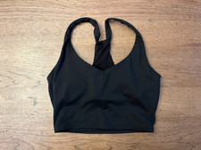 PINK Victoria's Secret Black Logo X-SMALL V-Neck Racer Crop Sport Bra Vs