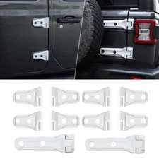 White 4 Door & Rear Tailgate Hinge Cover Trim Set For 2018+ Jeep Wrangler JL
