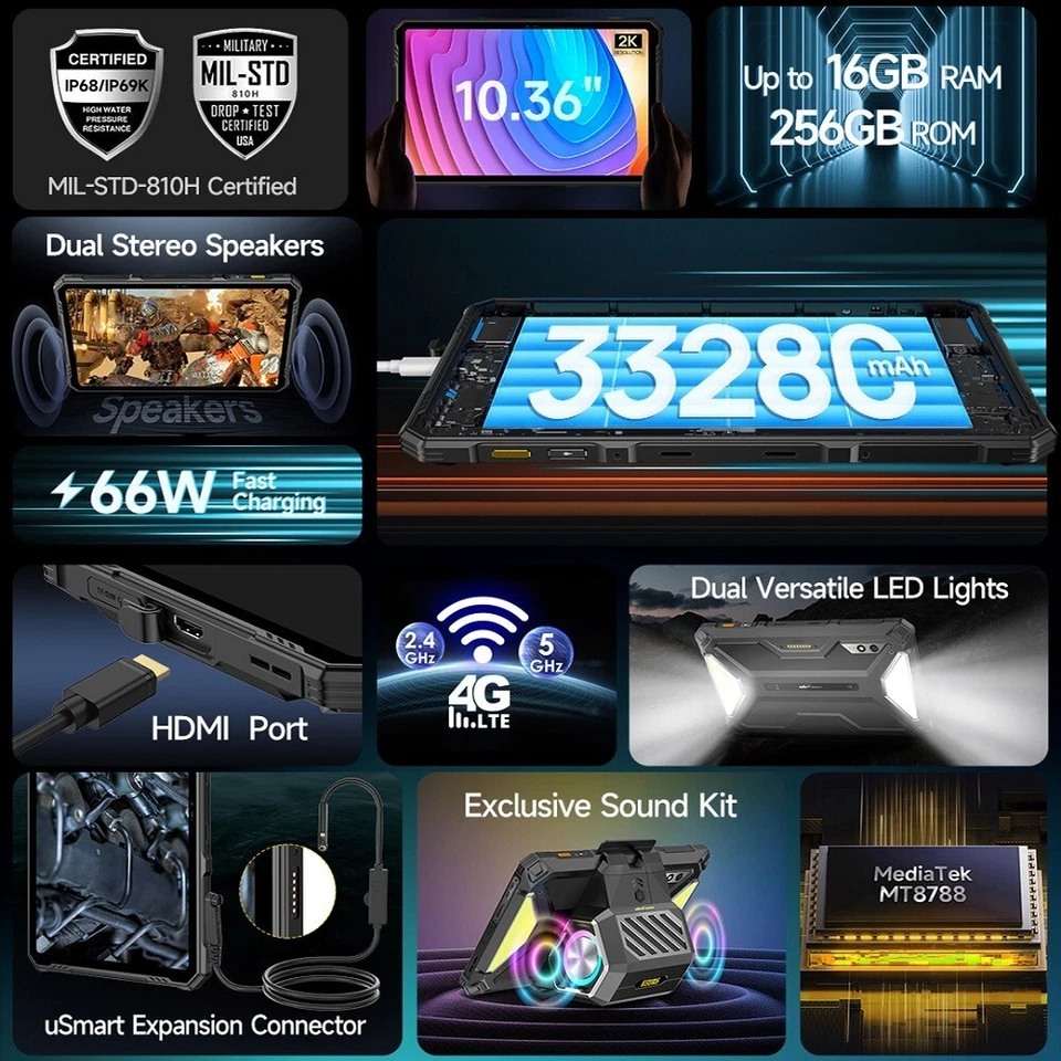 33280mAh Ulefone Armor Pad 3 Pro Robust Tablet 16GB+256GB Android 13 4G Pad 50MP - Bild 3 von 4