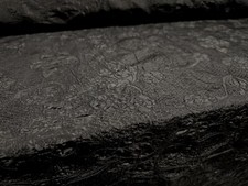 Taffeta Faux Silk Fabric, Per Metre - Floral Embroidery - Black on Black