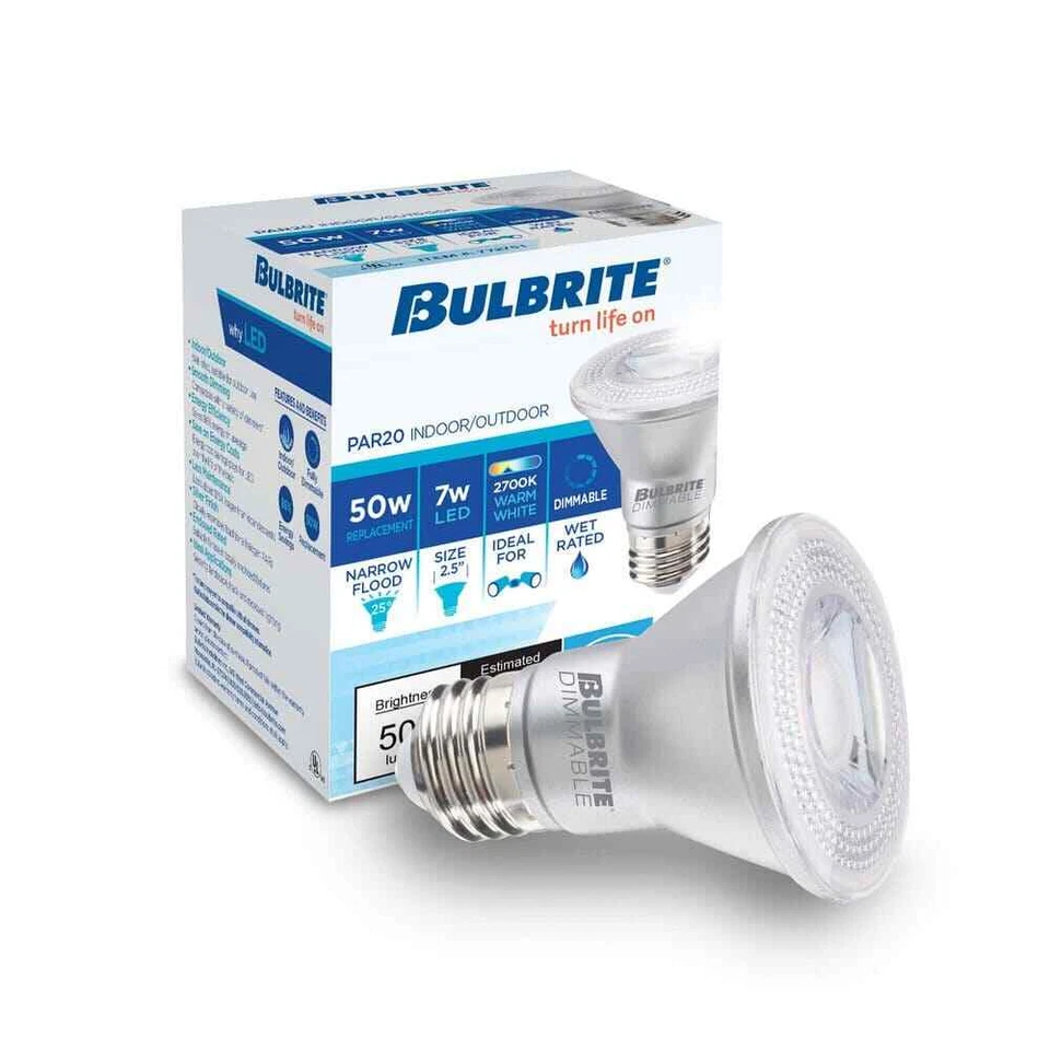 Bulbrite 50 Watt equivalent PAR20 with Medium Screw Base E26 Dimmable  5-Pack - Image 2 of 4