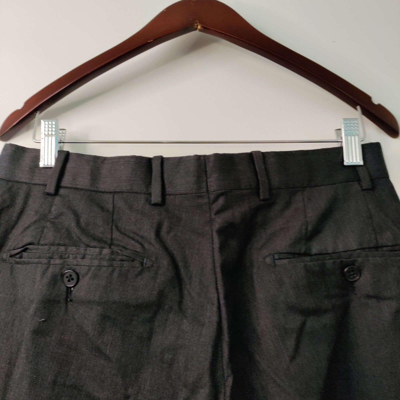 JB Britches Men 32R 100% Wool Charcoal Flat Front Straight Leg Casual Dress Pant image 5