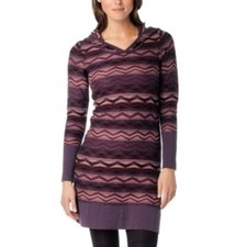 prAna Meryl Striped Hooded Sweater Dress Purple Burgundy Medium
