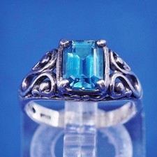 sz 5.25, vtg sterling silver handmade ring, 925 w/ emerald topaz