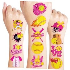 96 PCS Softball Sports Pre-Cut Temporary Tattoos for Kids Super Cute