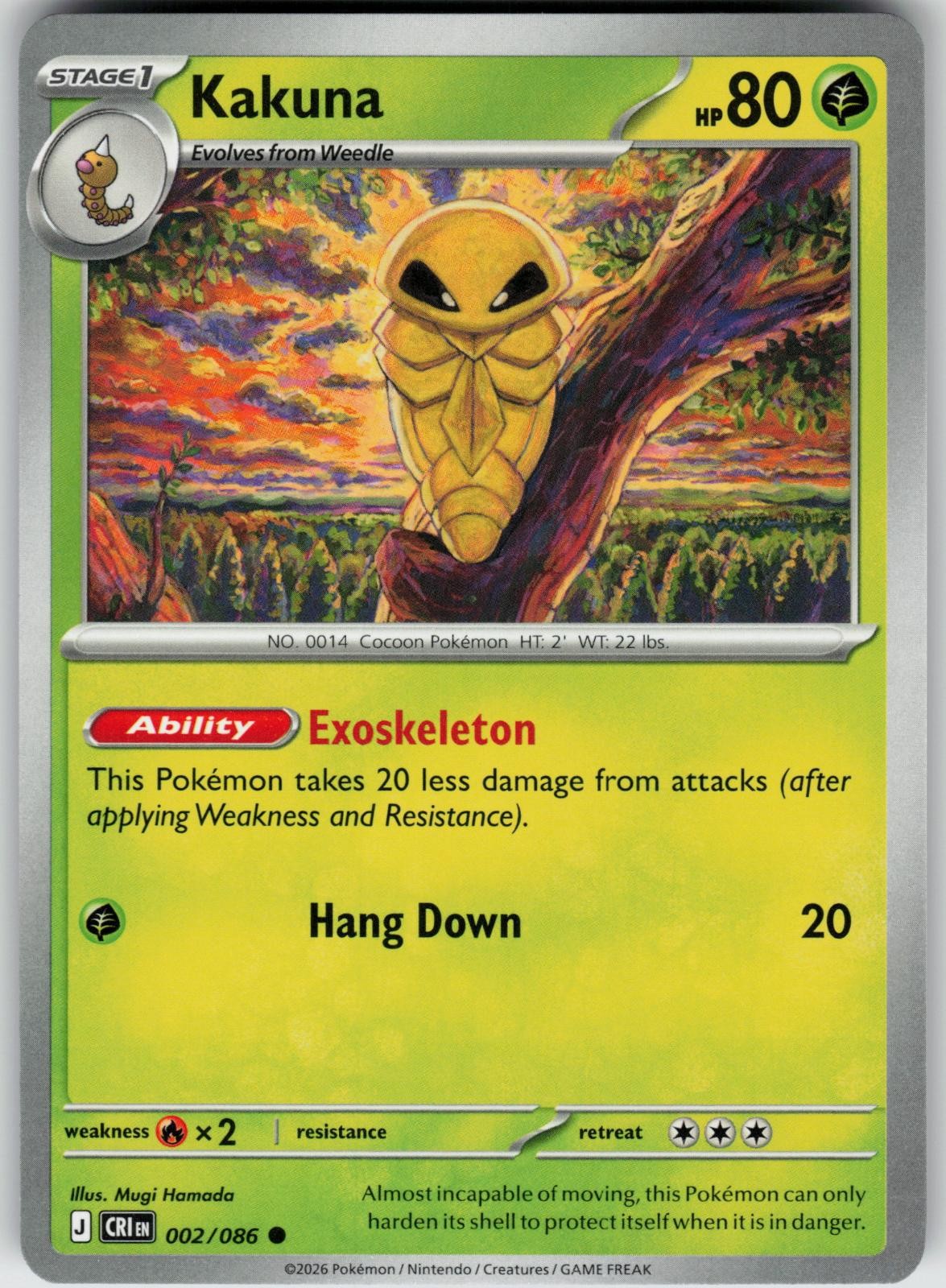 Kakuna 002/086 ME04: Chaos Rising Pokemon Common Near Mint