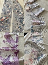 6"-7" wide of Japanese kimono silk fabrics, 3 variations No1-No3 F46