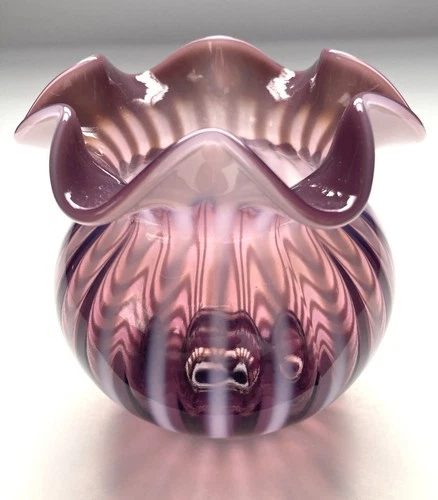 Fenton Ruffled Opalescent Vase - Art Glass - Signed by Mike Fenton in 2002
