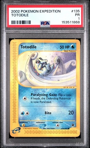 2002 POKEMON EXPEDITION #135 TOTODILE PSA 1